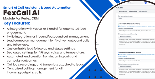 FexCall – Smart AI Call Assistant & Lead Automation Module for Perfex CRM